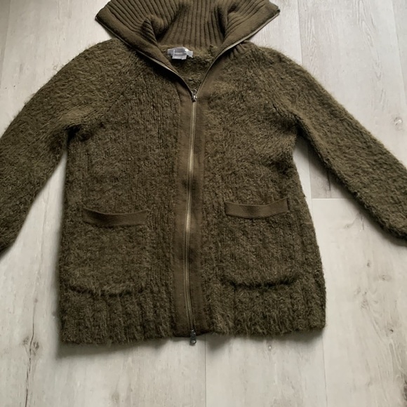 Anthropologie Bethenny Zip-Front Cardigan size S knit jacket olive green - Picture 6 of 13